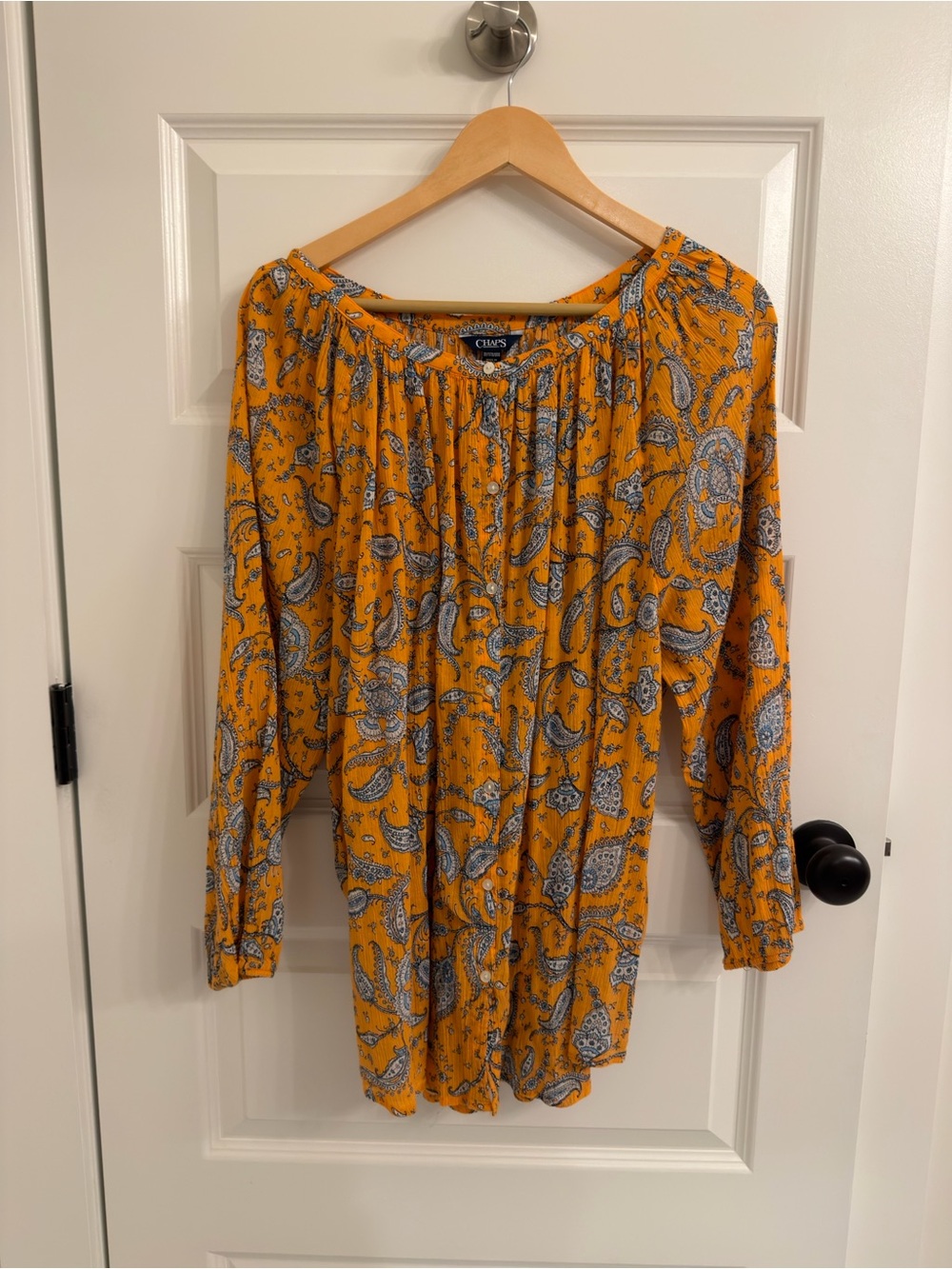 Chaps Mustard Yellow Paisley Peasant Tunic